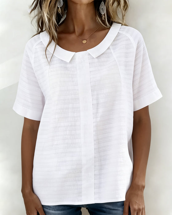 Textured Peter Pan Collar Blouse