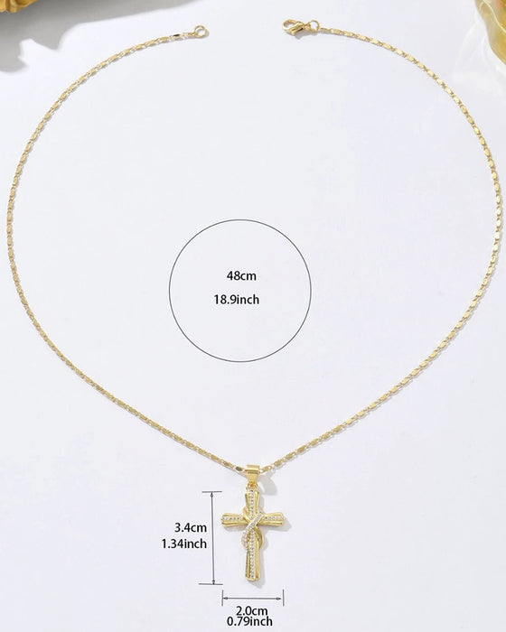 ✝️ Women's Necklace with Sparkling Cross Pendant – Elegant Twisted Design for Everyday & Special Occasions