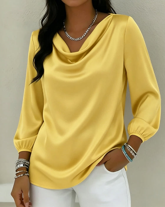 Solid Color Cowl Collar Top