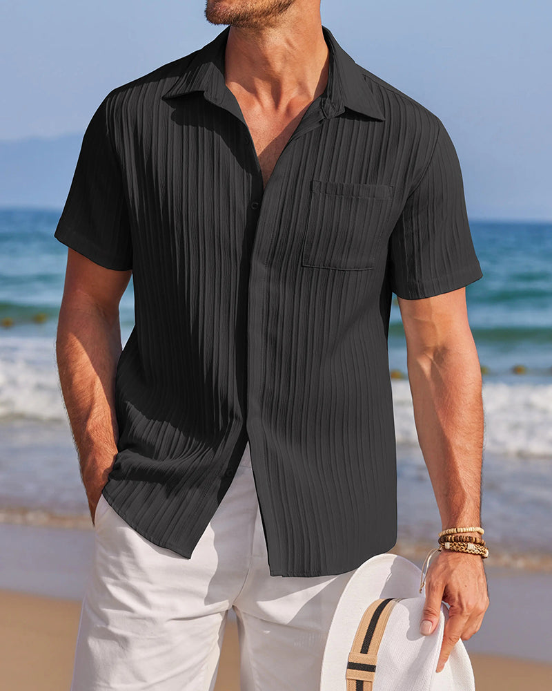 Ribbed Solid Casual Shirt