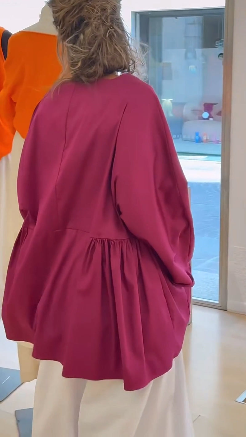 Solid Color Long Sleeve Blouse