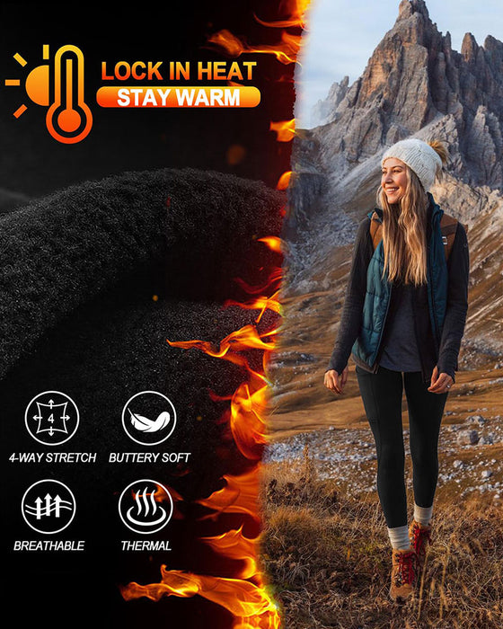 Women's High Waisted Fleece Lined Leggings with Pockets