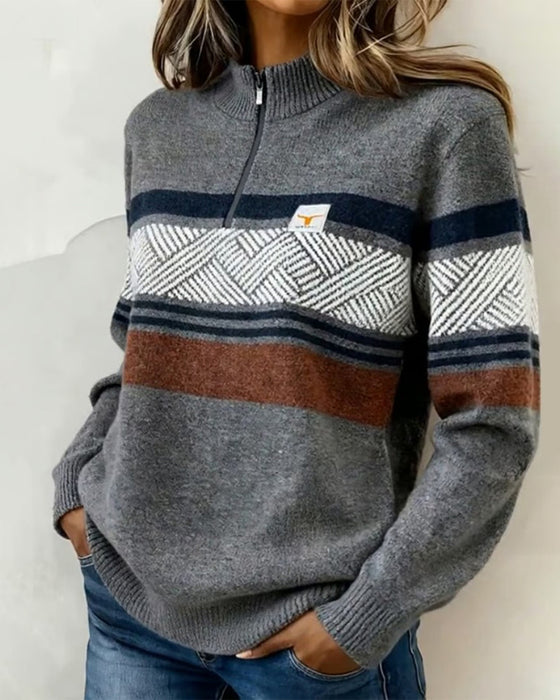 Long-Sleeved Color-Blocked Jumper