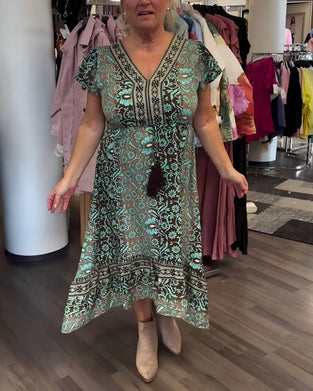 Retro Floral Print Mid-Sleeve Dress