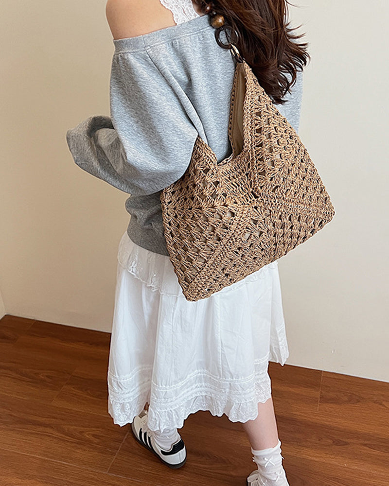 One Shoulder Straw Bag