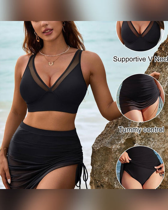 Swim Skirt High Waisted Bikini