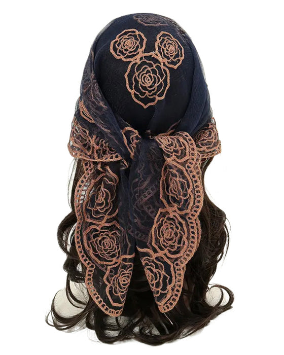 Floral Mesh Scallop Design Bandana