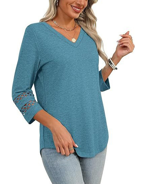 V-Neck Hollow-Out Collar T-Shirt