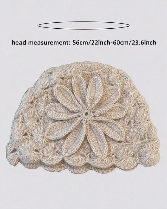 Handmade Crochet Floral Knit Beanie