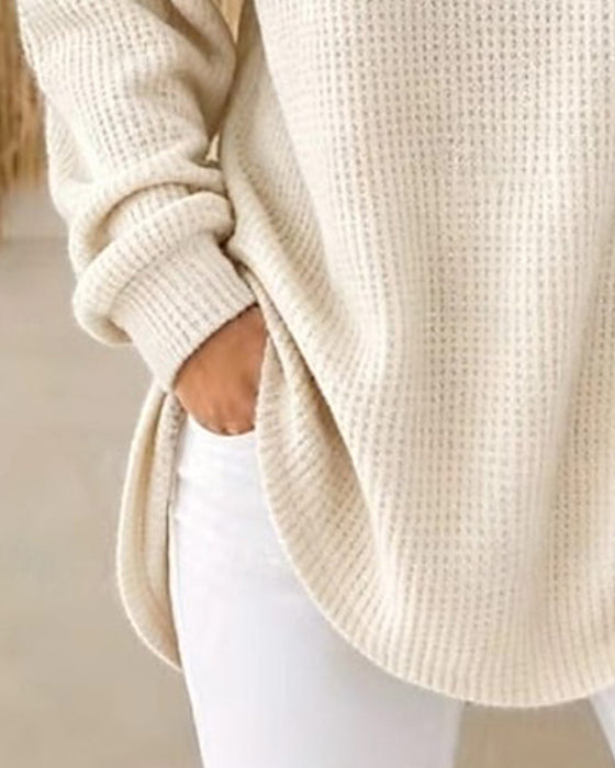 Casual Cowl Neck Knit Top