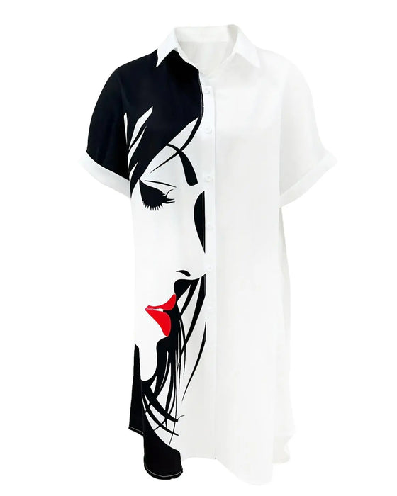 Printed Short-Sleeve Dress