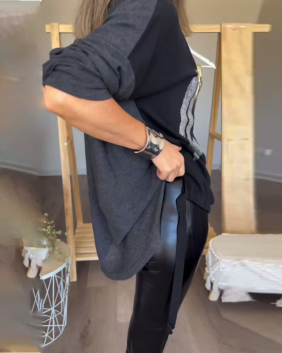 Long sleeve round neck casual top