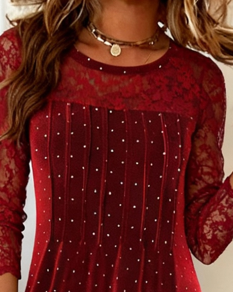 Solid Color Patchwork Polka Dot Dress