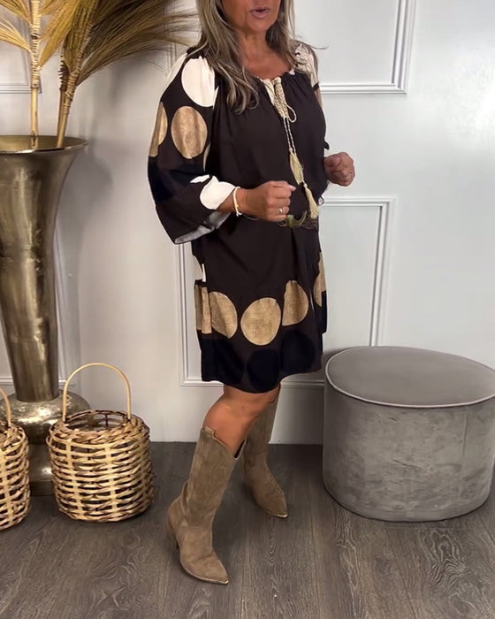 Tassel Knot Polka Dot Fashion Dress