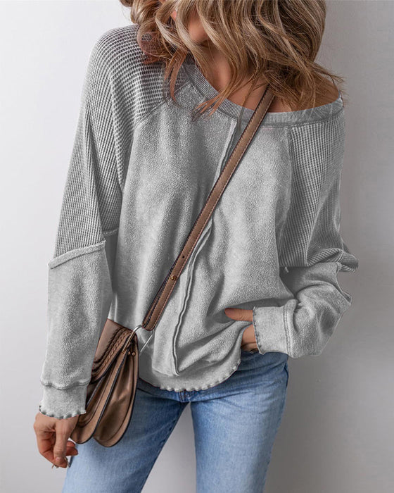 Reverse Seam Patchwork Casual Sweatshirts
