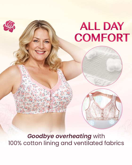 Front Button Comfortable Wireless Lift Bra