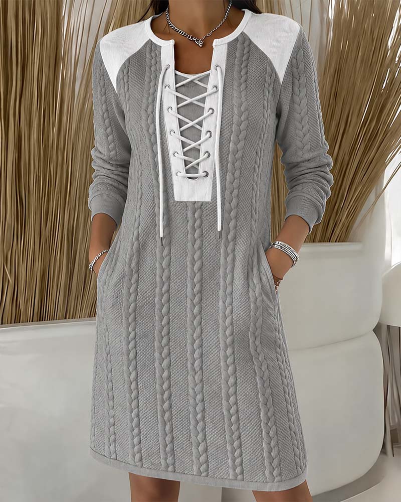 Tie Fashion Color Block Dress