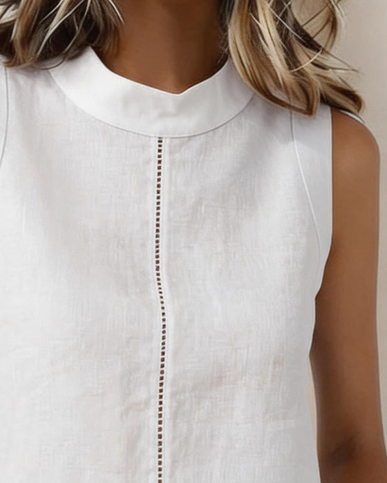 Sleeveless Cut-Out Solid Tank Tops
