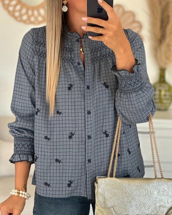 Stylish Long-Sleeved Ruffled Shirt