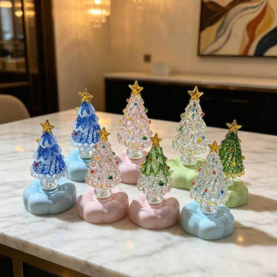 Glass Christmas Tree with Rotating Ceramic Base