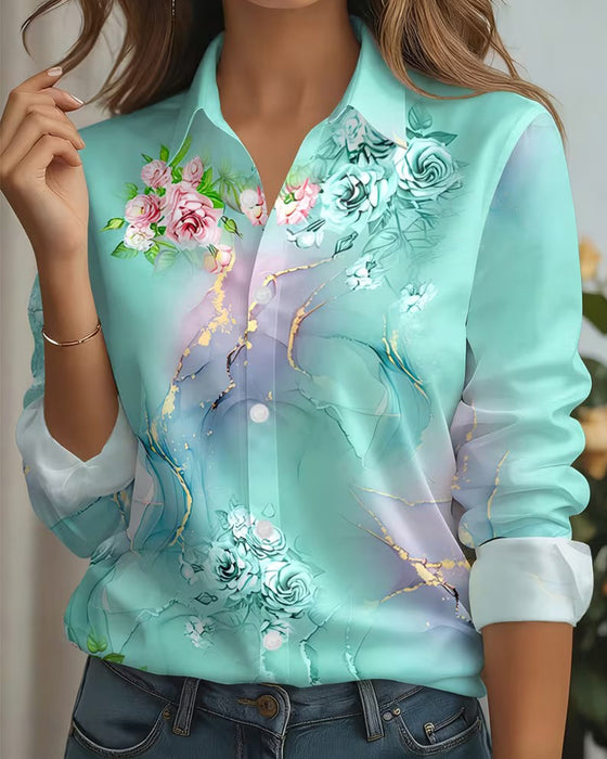 Floral Print Collared Shirt