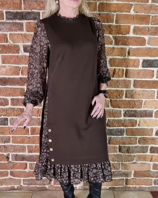 Round Neck Fake Two-Piece Dress