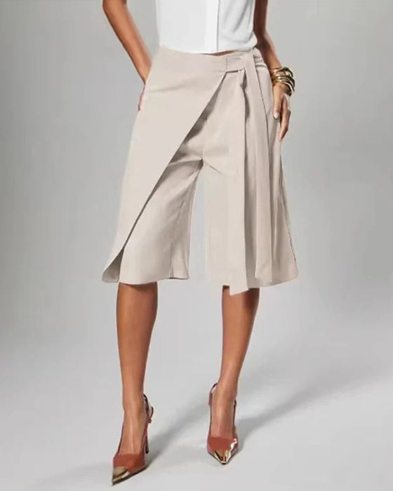Wrap Tie Wide Leg Midi Pant