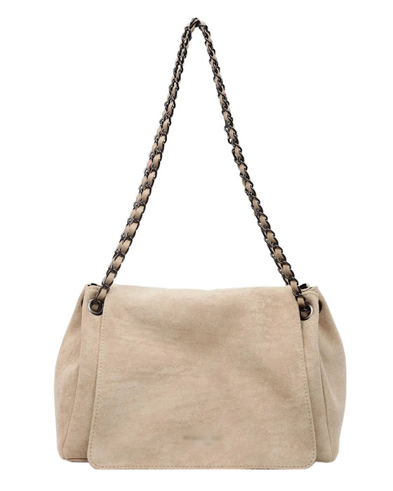 Plain Suede Crossbody Shoulder Bag
