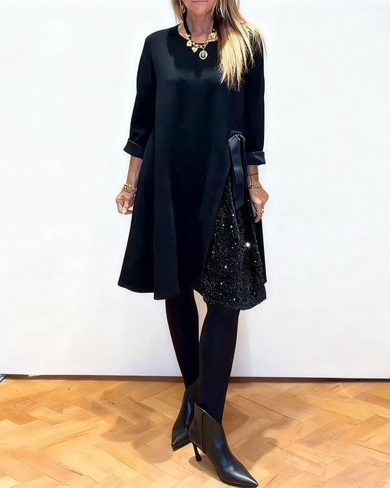 Stylish Patchwork Round Neck Dress