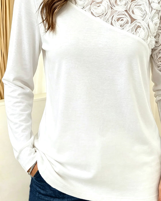 Crew Neck Floral Long Sleeve Top