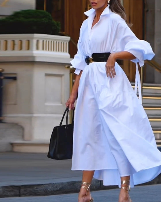 Solid color loose swing dress