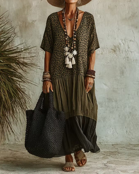 Casual Leopard Maxi Dress
