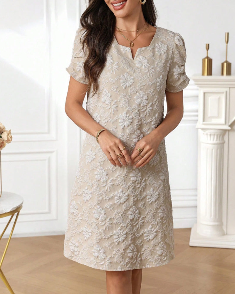 Puff Sleele Fitted Waist Dress
