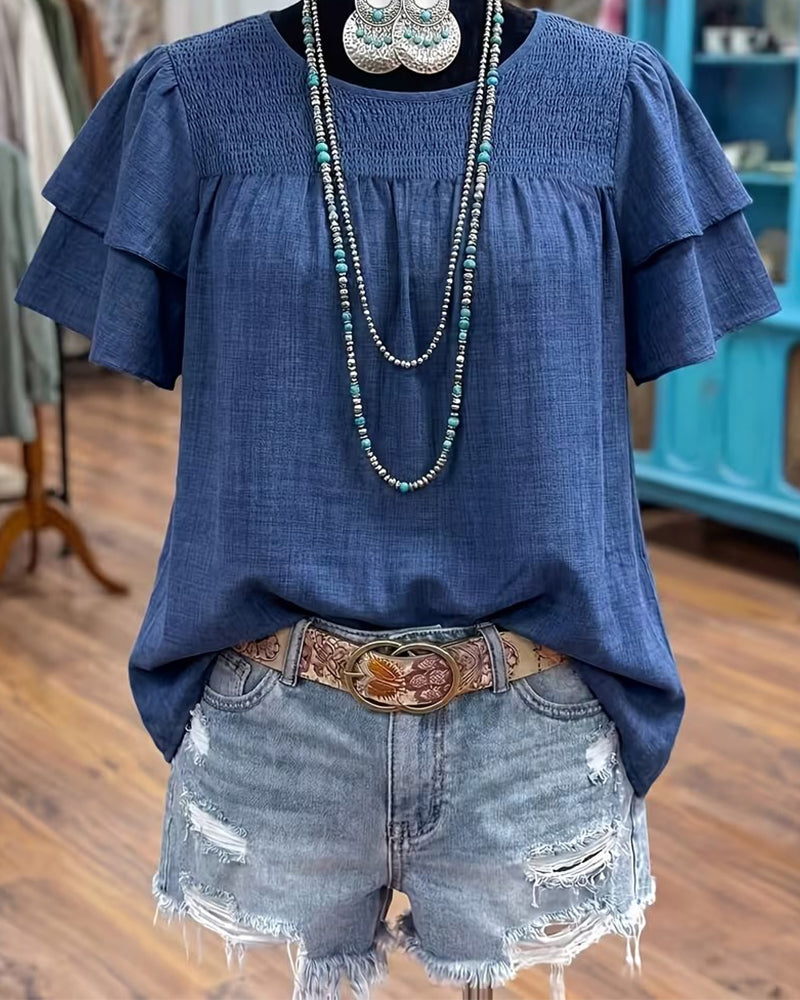 Solid Fashion Casual Blouse