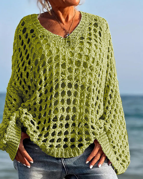 Long Sleeve Hollow Out Pullover