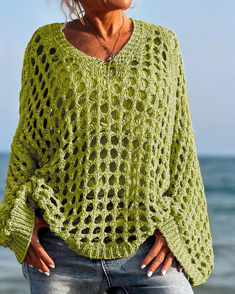 Long Sleeve Hollow Out Pullover
