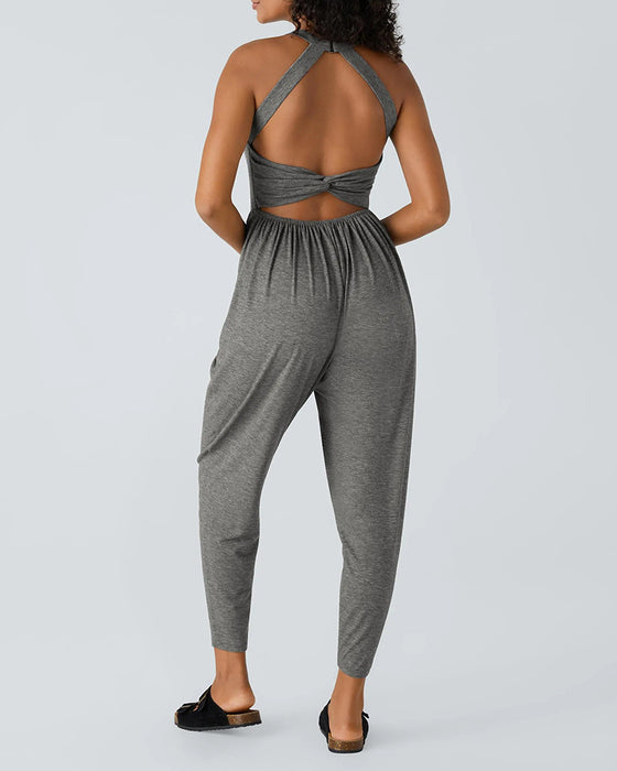 Women's Backless Cuffed Jumpsuit