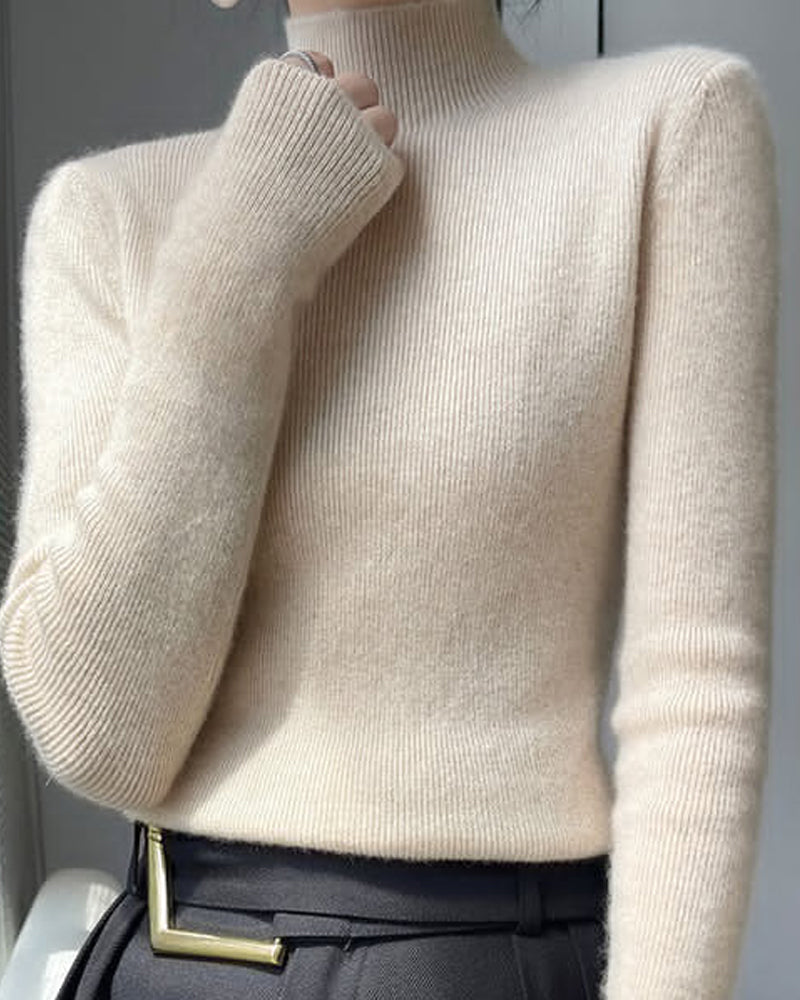 Half-High Neck Knitted Sweater
