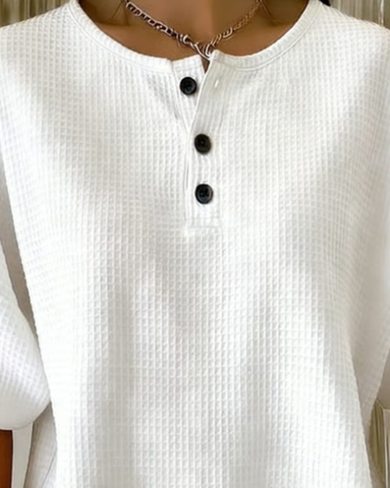 Waffle Loose Casual Top