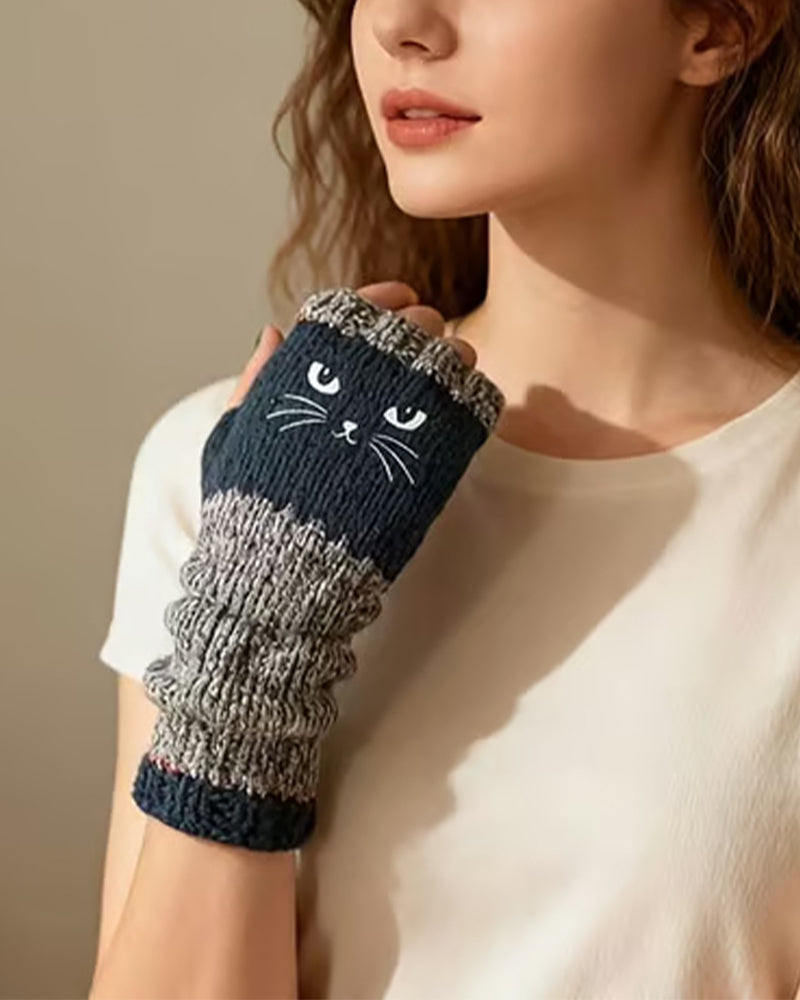 Cat Fingerless Gloves