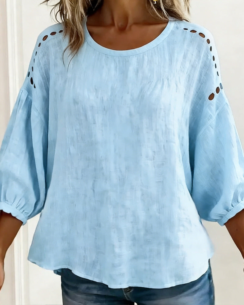 Hollow 100% Cotton  Blouse