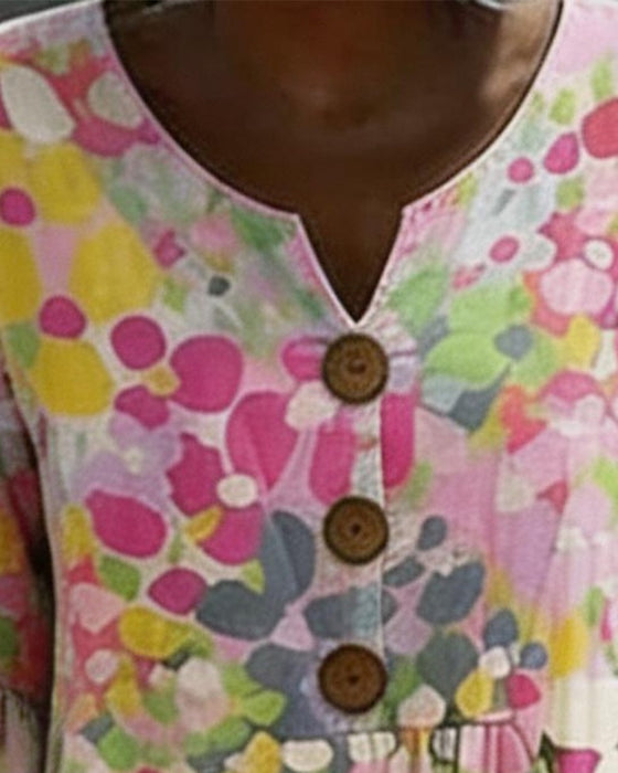 Colorful Polka Dot Print Casual Dress