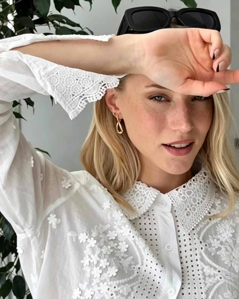 Lapel Cutout Detail Blouse
