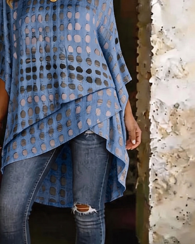 Polka Dot Print One-Shoulder Irregular Blouse