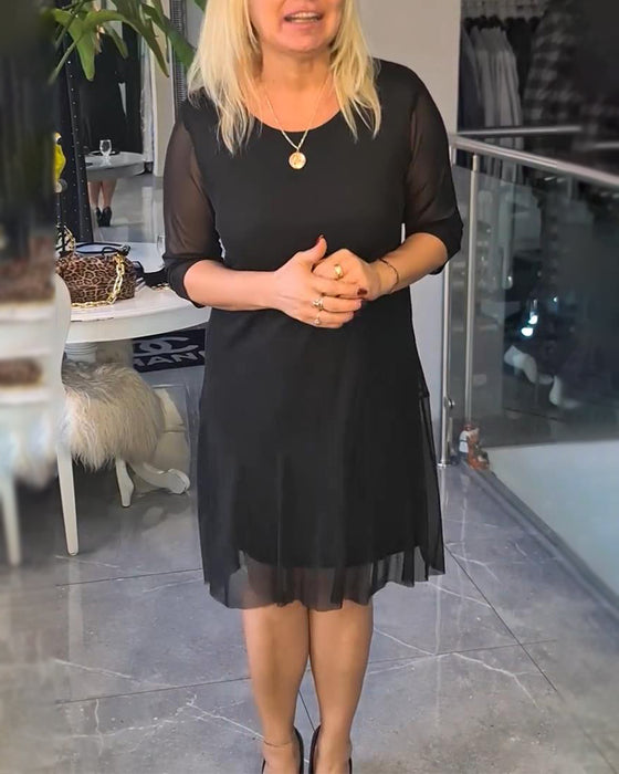 Sheer And Fashionable Solid Color Dress