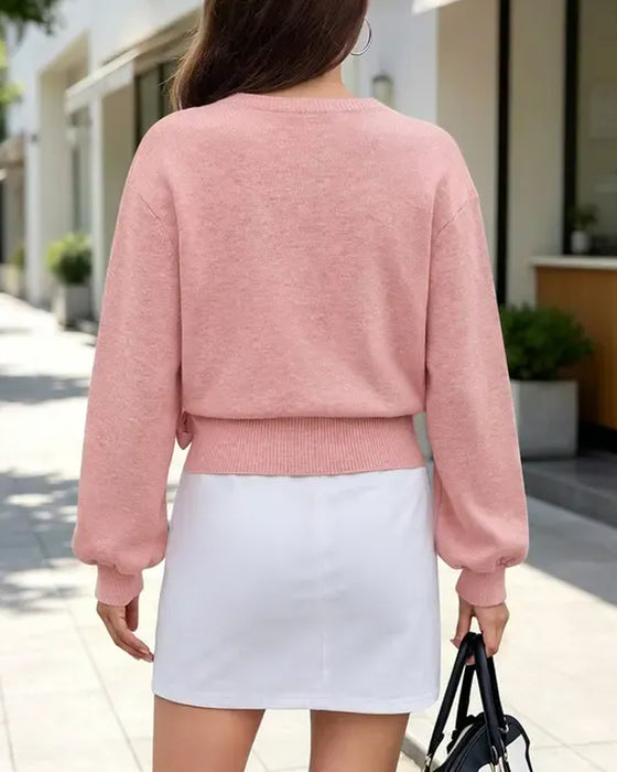V-Neck Cross Tie Short Pullover