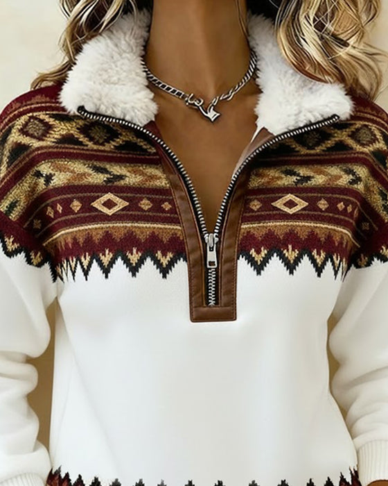 Retro Half-Zip Collar Sweatshirt