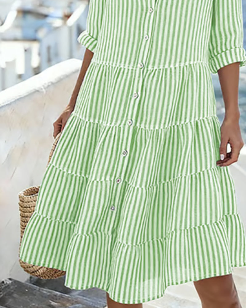 Vertical Striped Shirt Dress
