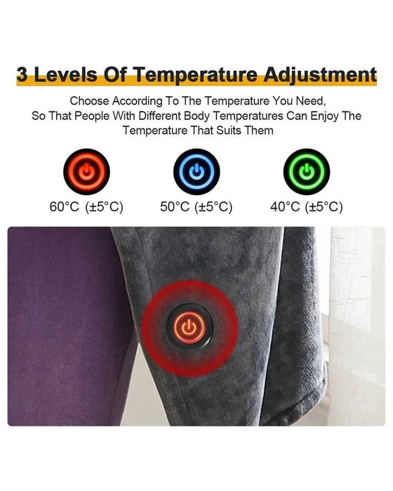 USB Heated Flannel Shawl - Portable Adjustable Electric Blanket