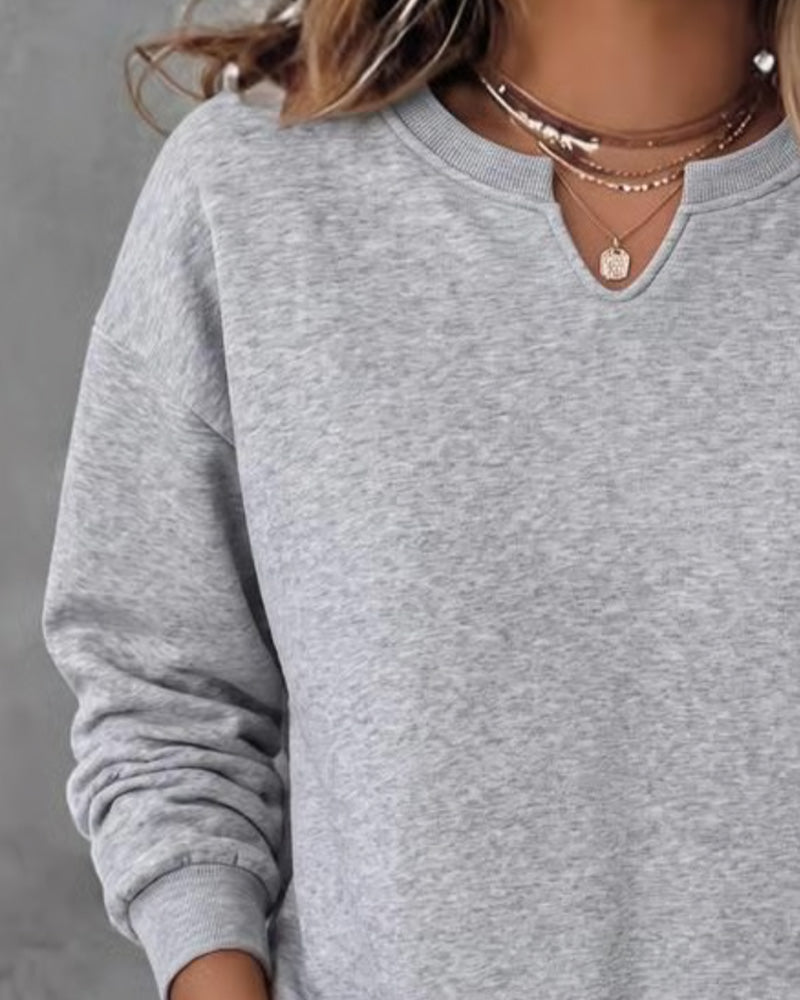 Small V-Neck Casual Long Sleeve Sweatshirt